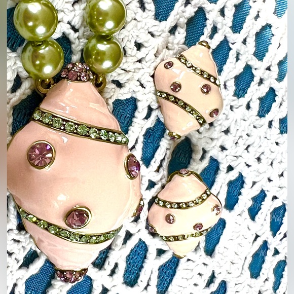 Heidi Daus 🐚SET: Fashion Conchous pink enamel & Swarovski crystals - Picture 10 of 13